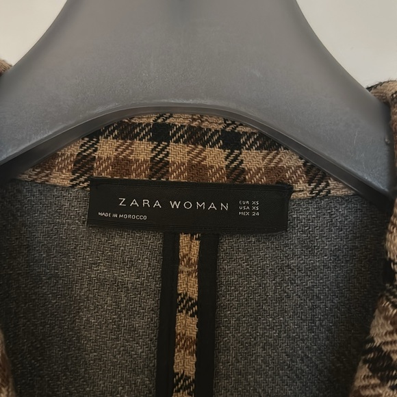 Zara Checkered Trench Coat in Brown and Black - Picture 3 of 7